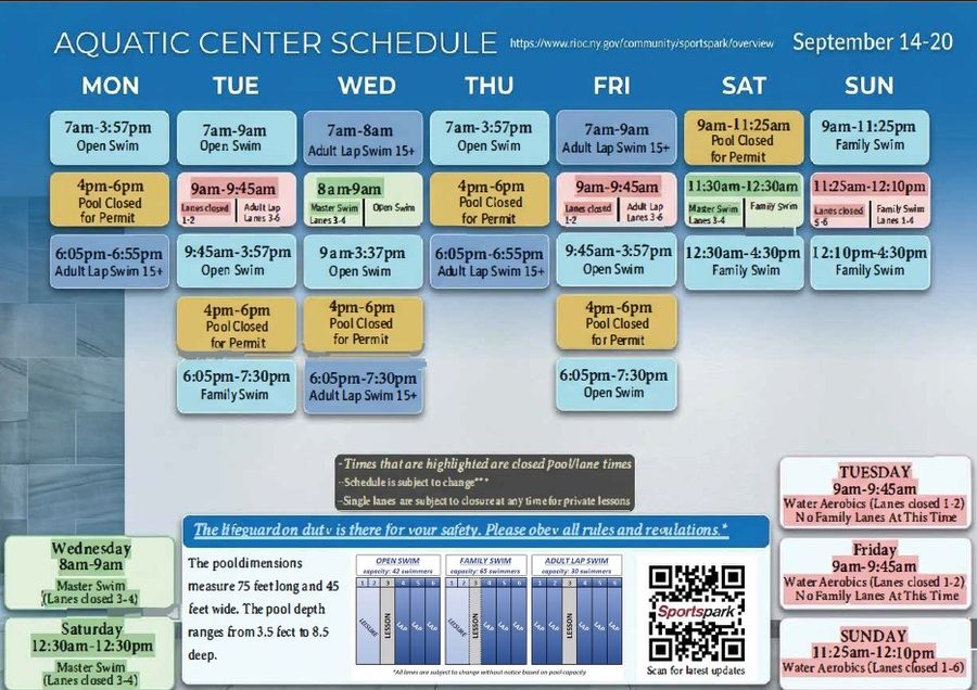 Aquatics Center Schedule